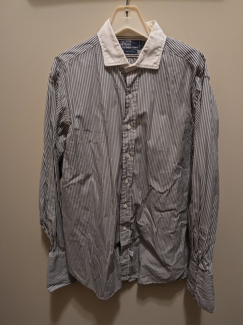 Polo by Ralph Lauren Men's Black & White Striped Dress Shirt